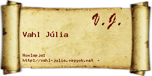 Vahl Júlia névjegykártya
